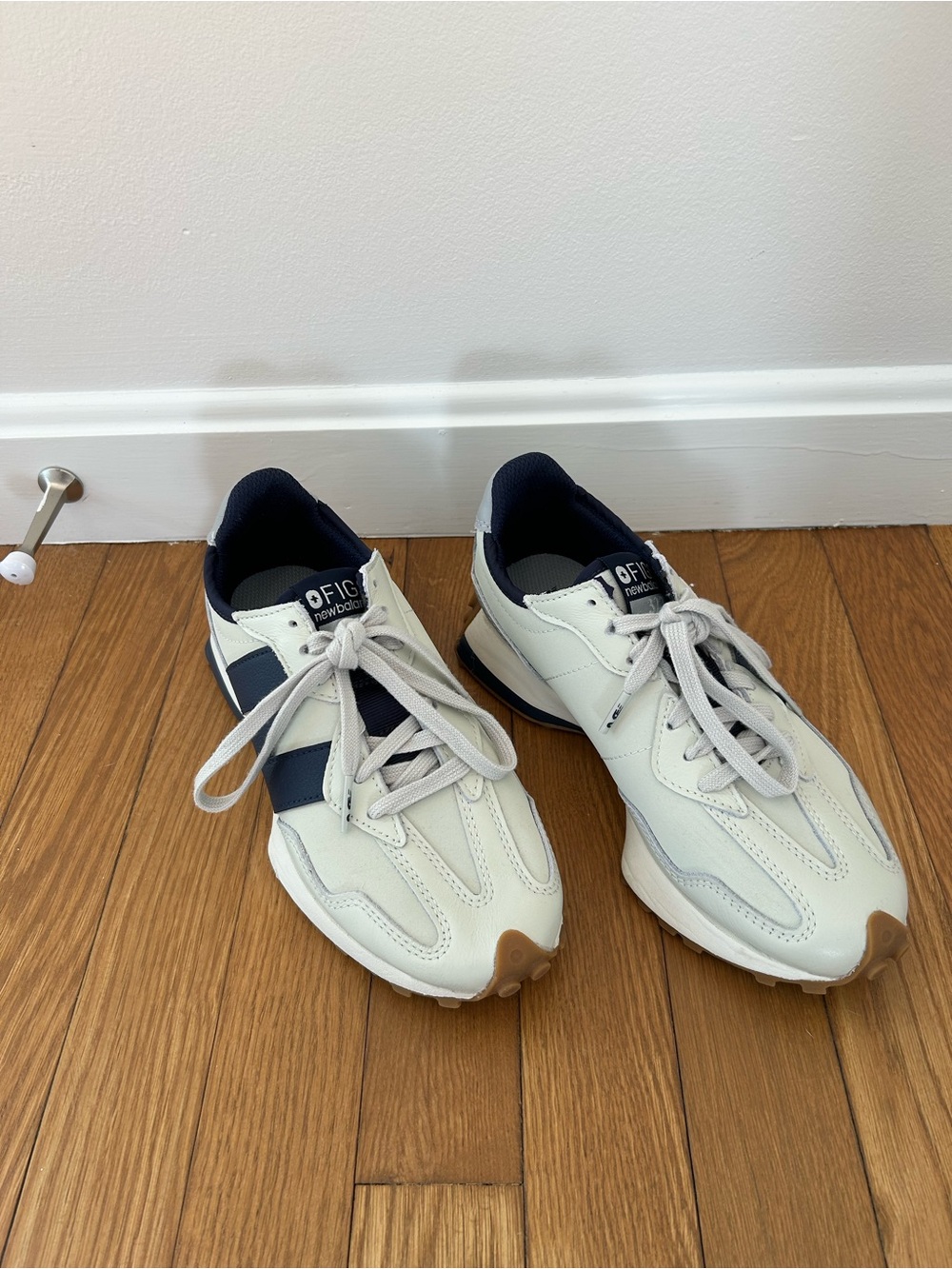 FIGS x New Balance 327 Sneakers Cream Navy Women’s 6